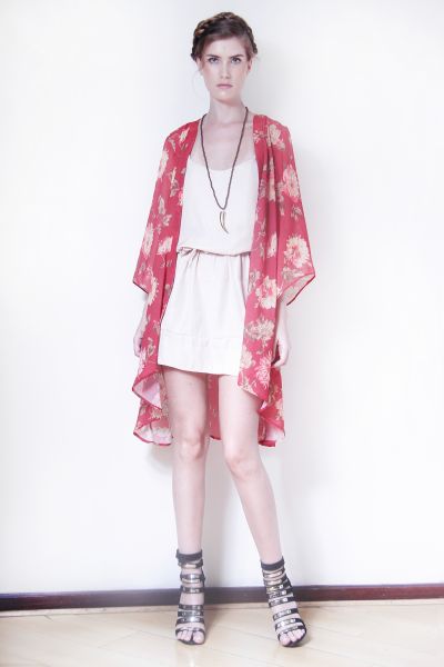 Kimono Floral Vermelho